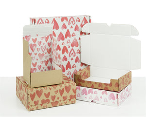 Boxes with Watercolour Hearts Print 225*178*57 mm - Packaging Superstore