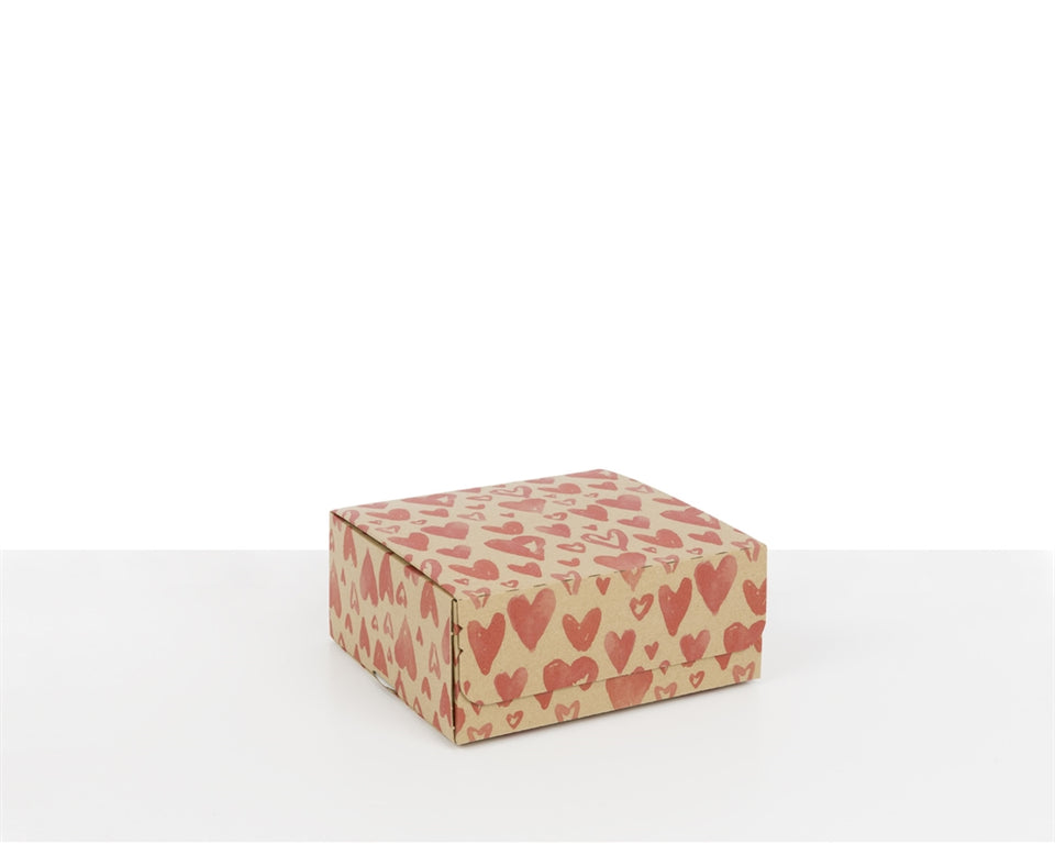 Boxes with Watercolour Hearts Print Outside 145*130*65 mm - Packaging Superstore