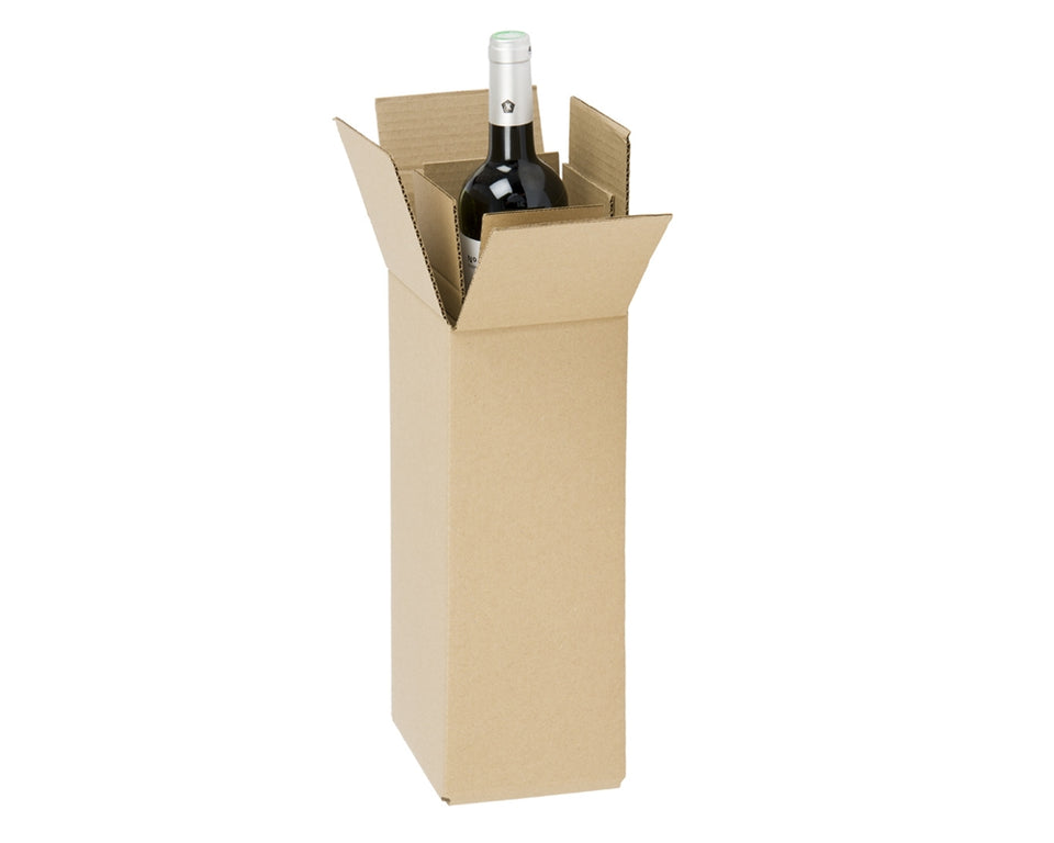 Cardboard Wine Box - 1 Bottle - 124*124*360 mm - Packaging Superstore