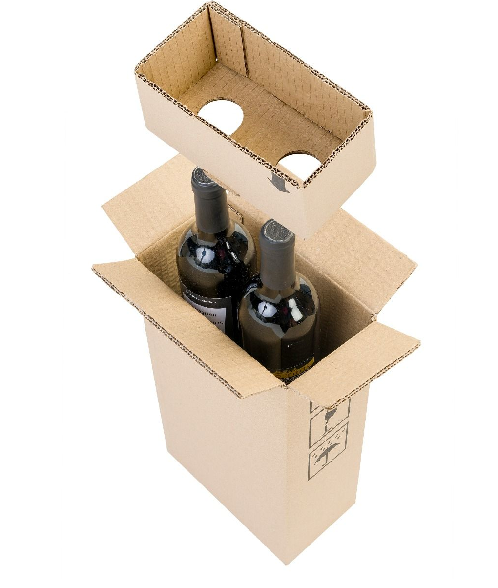 Cardboard Wine Box - 2 Bottles - 195*105*345 mm - Packaging Superstore