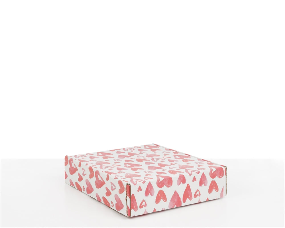 Boxes with Watercolour Hearts Print 228*200*50 mm - Packaging Superstore