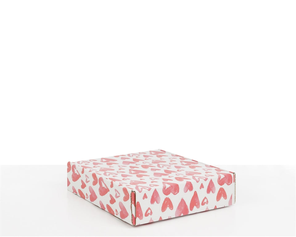 Boxes with Watercolour Hearts Print 229*229*90 mm - Packaging Superstore